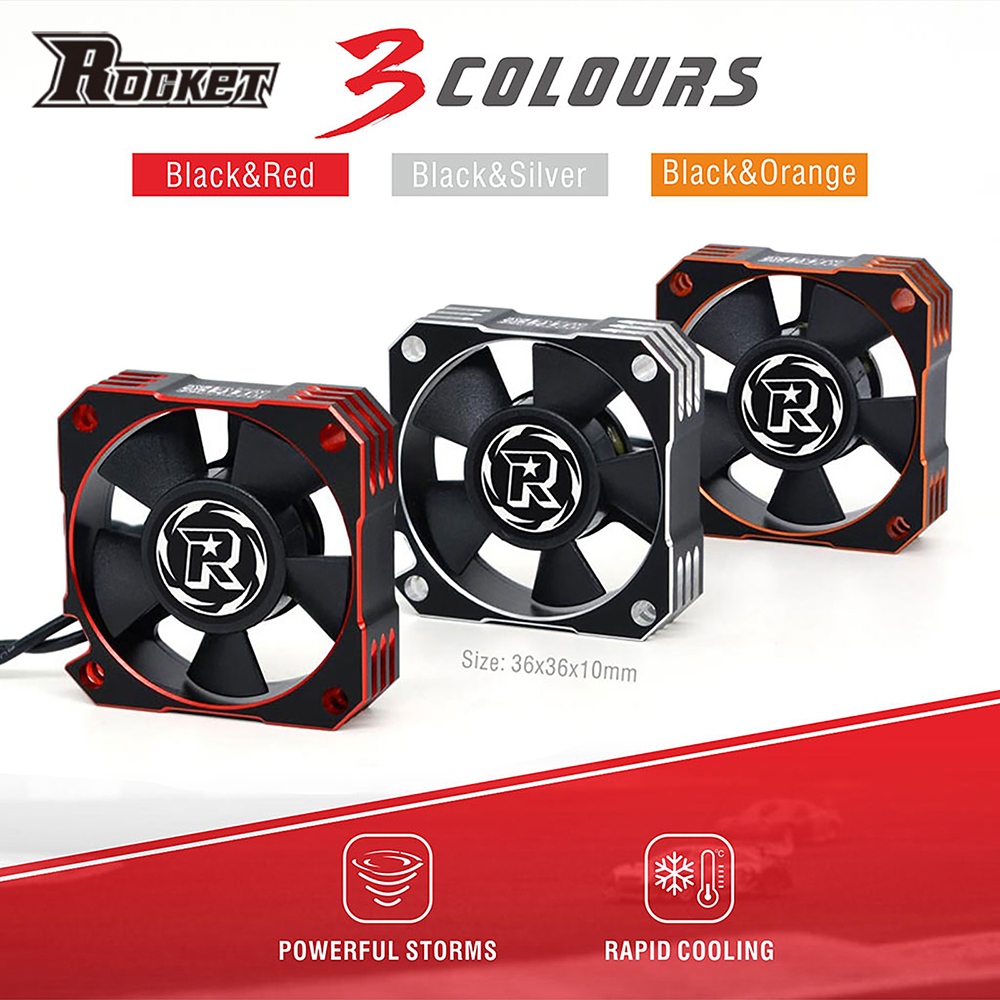 Ventola Per Motori Elettrici RC Ventola Di Raffreddamento Metallica Rocket 35 Mm Per Auto RC Elettriche - 21.000 Giri/min, 1/8 1/10 1/12 Ventola Metallo 35mm