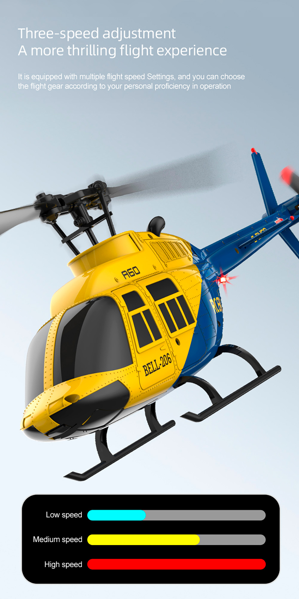 RC ERA A60 Helicóptero Escala 1/42 BELL-206 Fluxo Óptico 6 Eixos