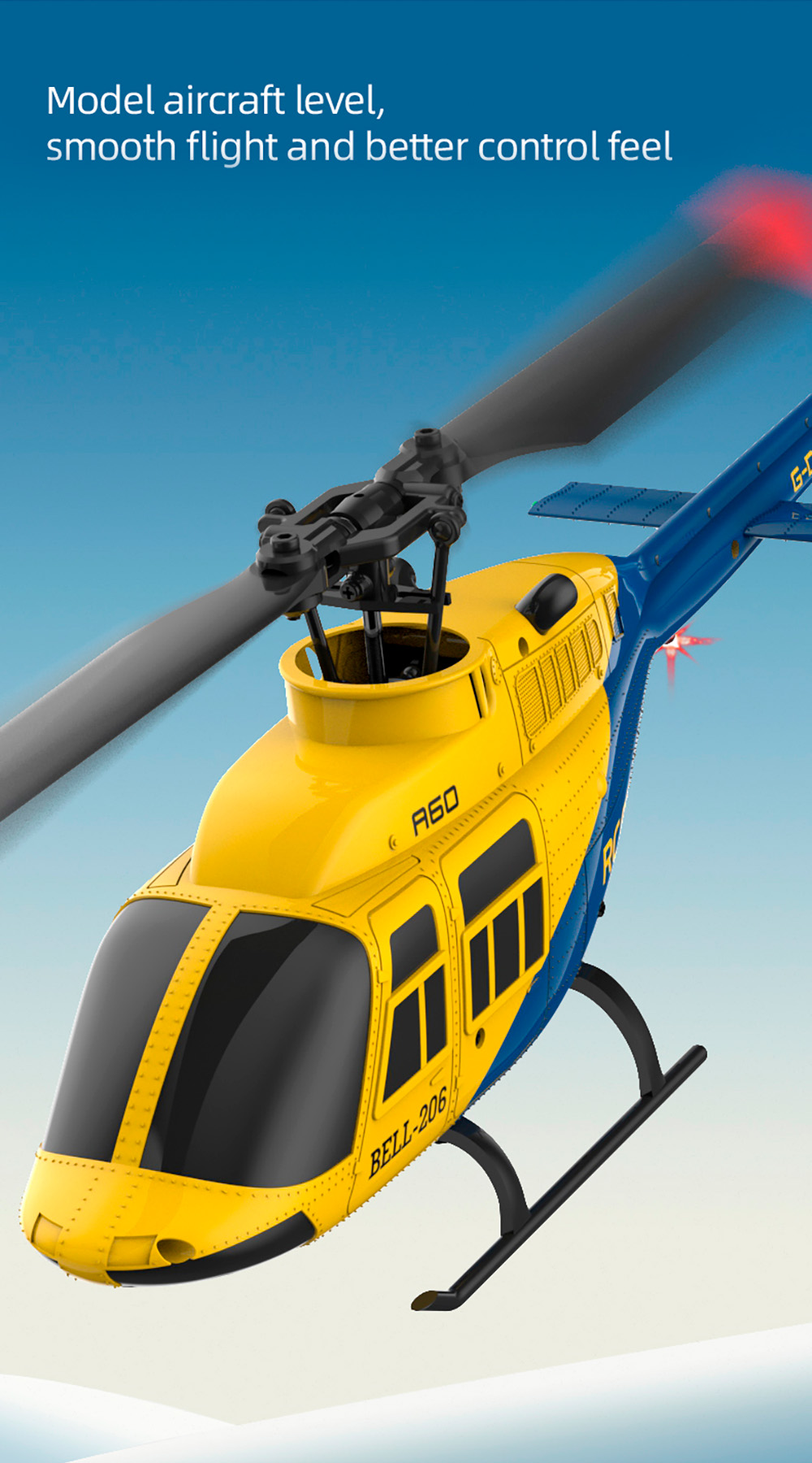 RC ERA A60 Helicóptero Escala 1/42 BELL-206 Fluxo Óptico 6 Eixos