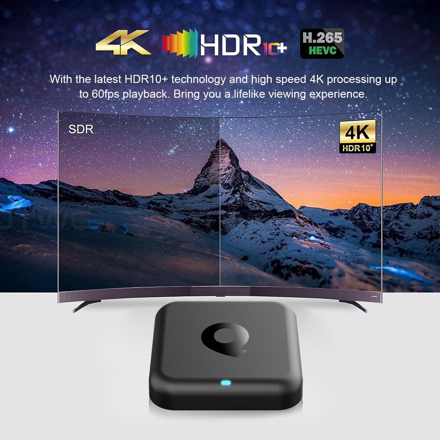 Diagram illustrating dual-band WiFi 2.4G and 5G capabilities of the R69Q TV box.