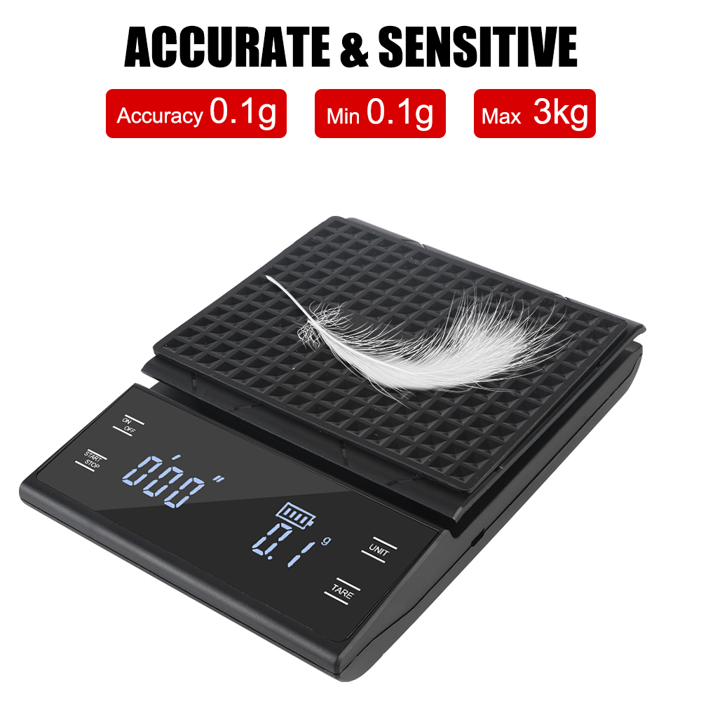 Description Picture 4 of itemAuto Timer g/oz/ml High Precision Digital Coffee Kitchen Weight Scale Rechargeable Type-C 3KG/0.1g LED display Electronic