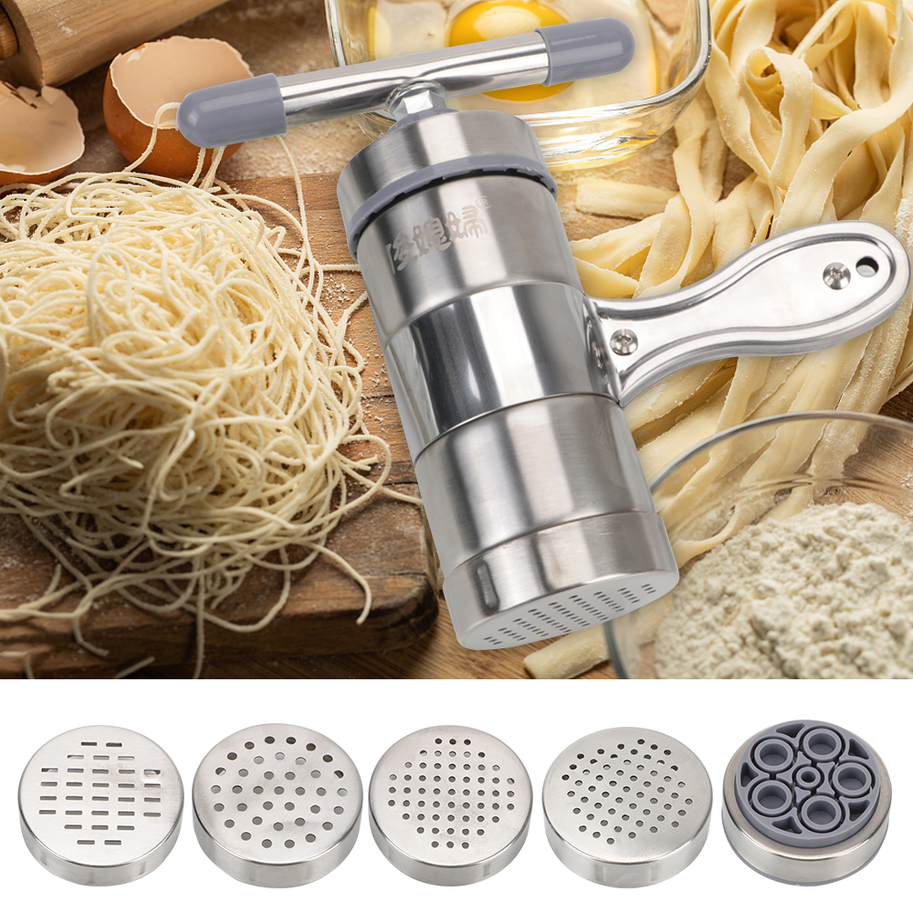 Przybory kuchenne prasa maszyna do robienia makaronu owoców sokowirówka ręczna urządzenie do gotowania makaronu Spaghetti ze stali nierdzewnej z 5 foremkami do prasowania 9 535577b73757625e3ad6ebcd8cacc89c5c74oulC Przybory kuchenne prasa maszyna do robienia makaronu owoców sokowirówka ręczna urządzenie do gotowania makaronu Spaghetti ze stali nierdzewnej z 5 foremkami do prasowania