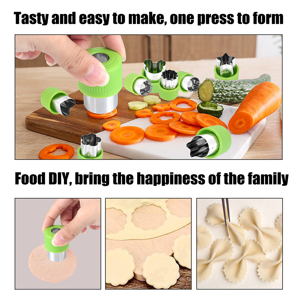 Description Picture 4 of itemVegetables Cutter Mold 9 Pcs Fruit Pastry Stamps Biscuit Mold Mini Size Cutters Kids Food Cutters Stainless Steel Flower Shapes