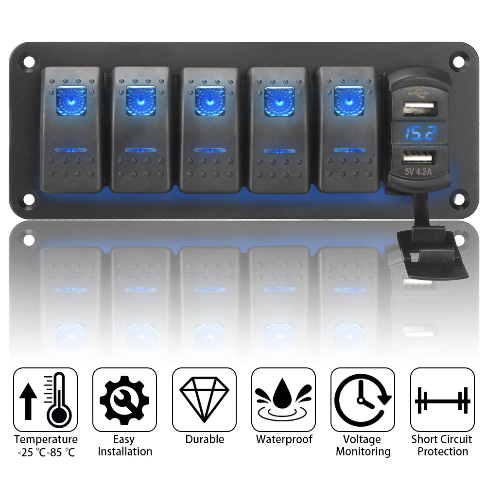 Amazon | RMQJXN 防水デジタル電圧計デュアルUSBポート12V