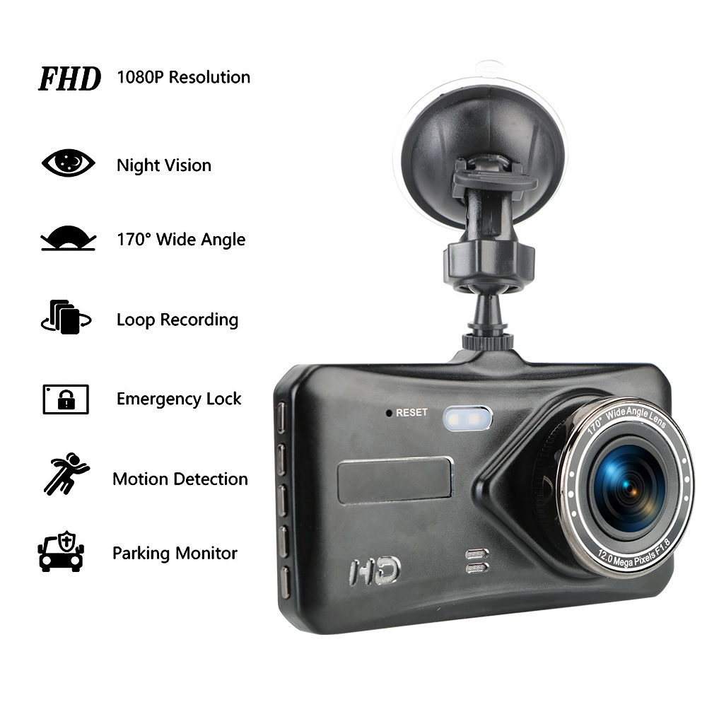 FDFFHHLHDHFHGCFIDKGGLMFGLJLFGNIKKHFEY1Vd 4" HD 1080P Video Recorder Camera Dual Lens Touch Screen Car DVR Auto DashCam WDR