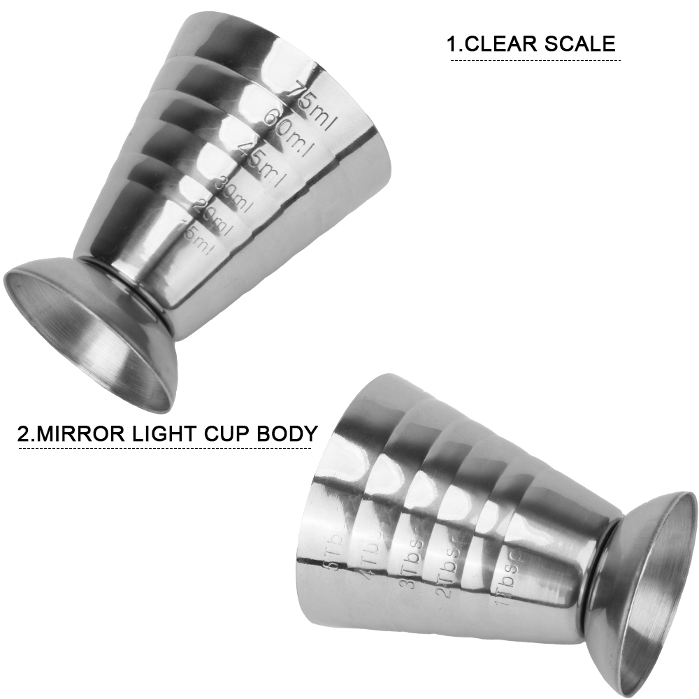 Description Picture 6 of itemBar Cocktail Shaker Jigger Stainless Steel Measure Cup Cocktail Tools Gadgets 75ML