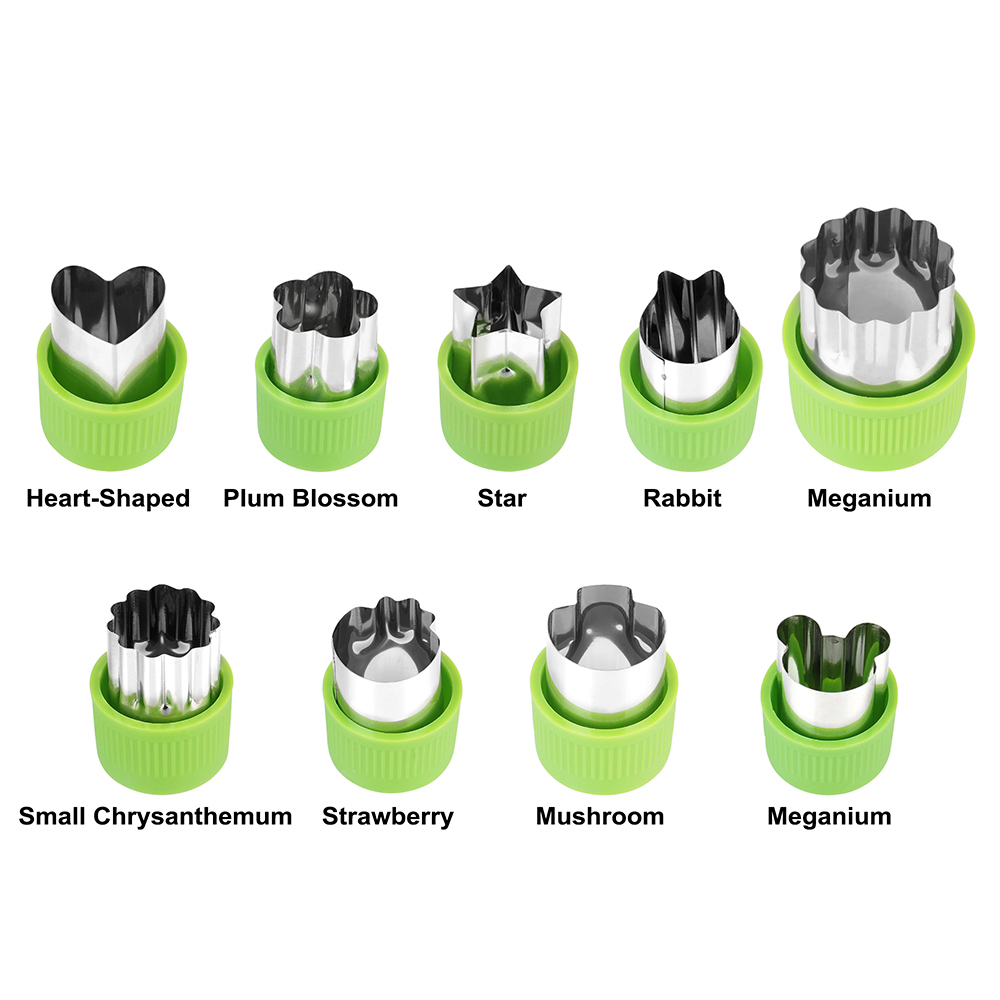 Description Picture 6 of itemVegetables Cutter Mold 9 Pcs Fruit Pastry Stamps Biscuit Mold Mini Size Cutters Kids Food Cutters Stainless Steel Flower Shapes