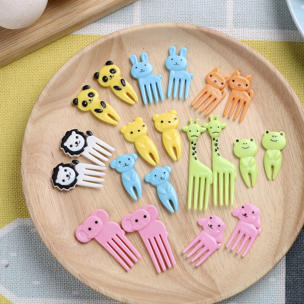 Description Picture 5 of itemParty Decor for Children Mini Cartoon Snack Cake Dessert Food Fork 10pcs/pack Animal Farm Fruit Fork Bento Lunches Toothpick