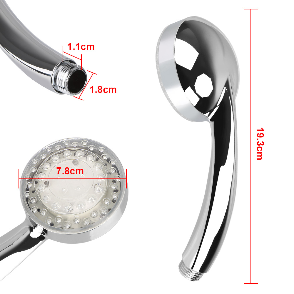 Description Picture 6 of item3 colors Temperature Sensor No Batteries LED Shower Head Rainfall Top Spray Square Fixed Showerhead 7 Colors Gradual Changing