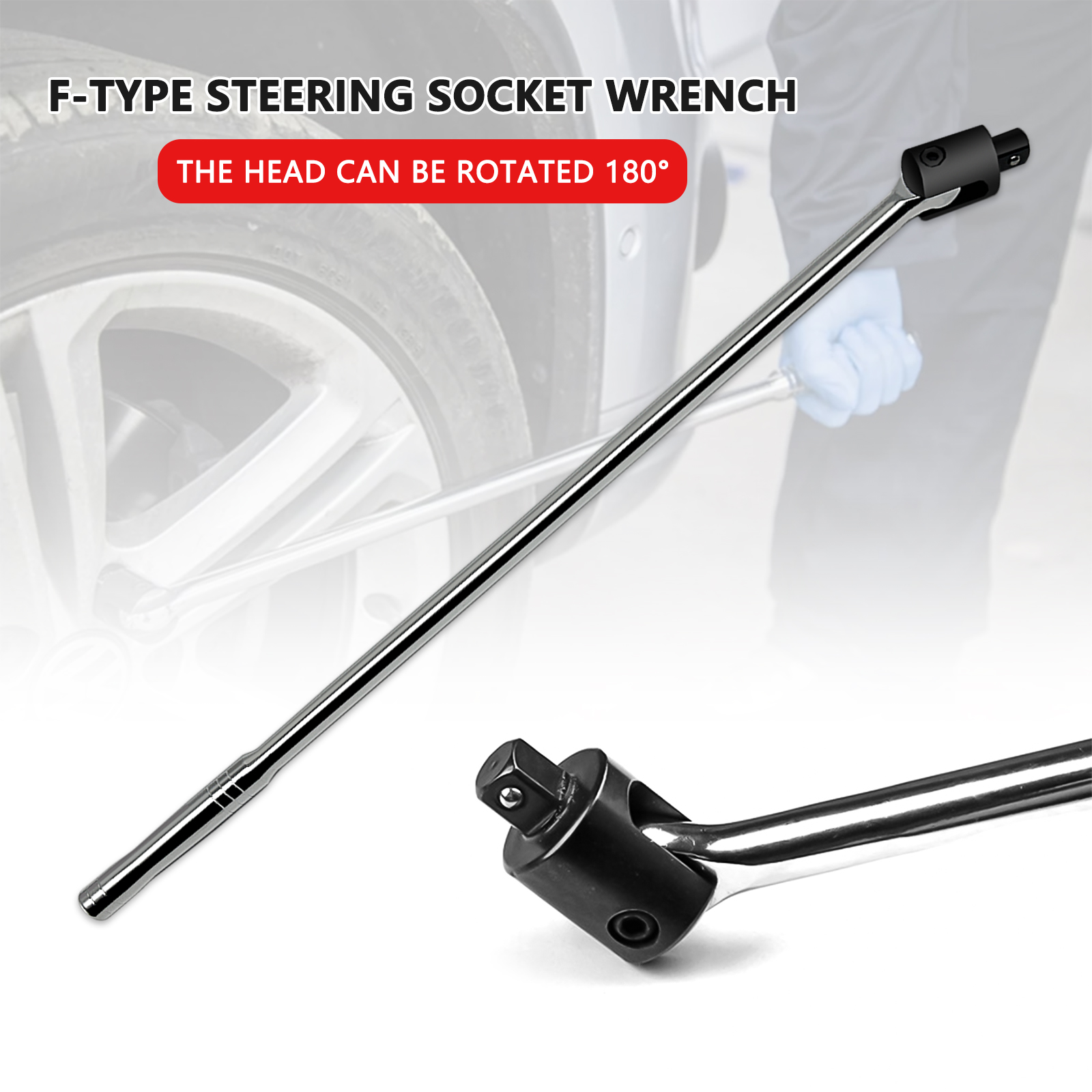1/2" Drive Heavy Duty Power Breaker Bar 24" 600mm Long Flexi Bar Wheel Wrench