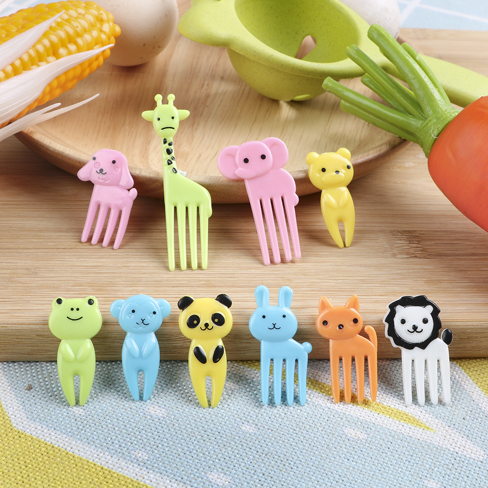 Description Picture 4 of itemParty Decor for Children Mini Cartoon Snack Cake Dessert Food Fork 10pcs/pack Animal Farm Fruit Fork Bento Lunches Toothpick