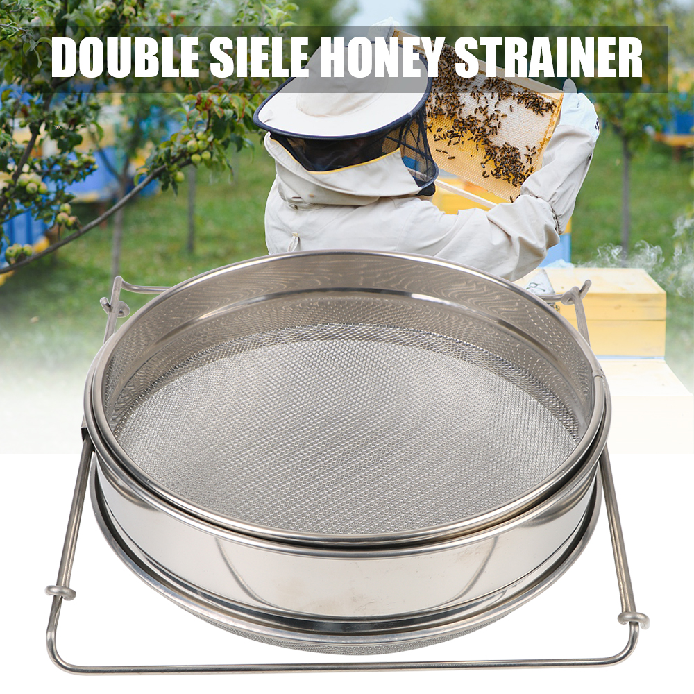 Description Picture 4 of itemNet Impurity Filter Double sieve strainer Beekeeping Honey filter For Beekeeping Special Tools Stainless Steel Garden Supplies