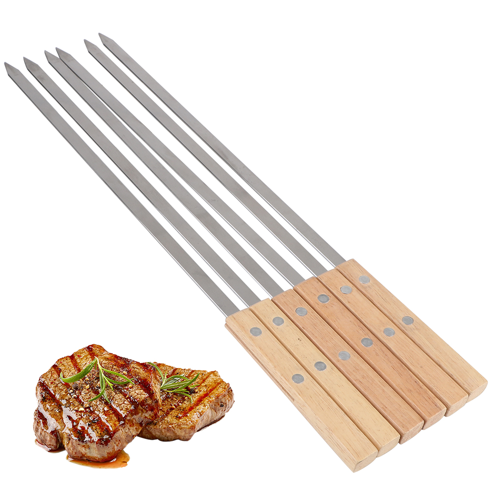 Description Picture 4 of itemBBQ Skewers 340 Stainless Steel BBQ Long Skewers Outdoor BBQ Tools 6Pcs Professional Grilling BBQ Skewer
