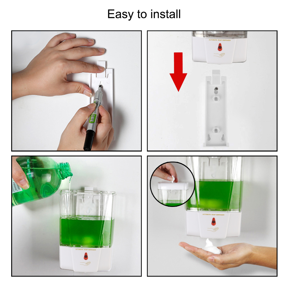 Description Picture 5 of item700ml for Kitchen Bathroom Automatic IR Sensor Soap Dispenser Wall-Mount Touch-free Lotion Pump Touchless Liquid