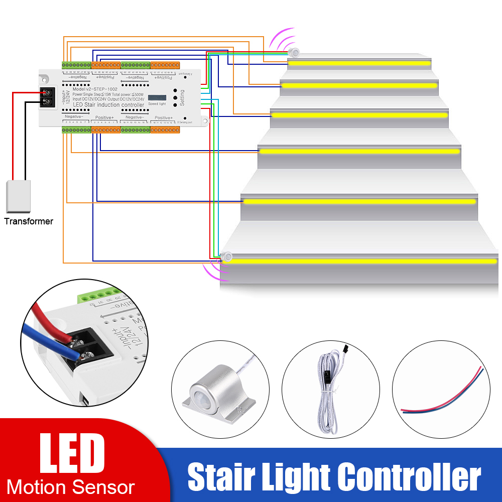 Description Picture 6 of item32 Channels LED Motion Sensor Indoor Stair Light Controller Kit DC 12V 24V Stairway Lighting Automatic For Stairs Flexible Strip