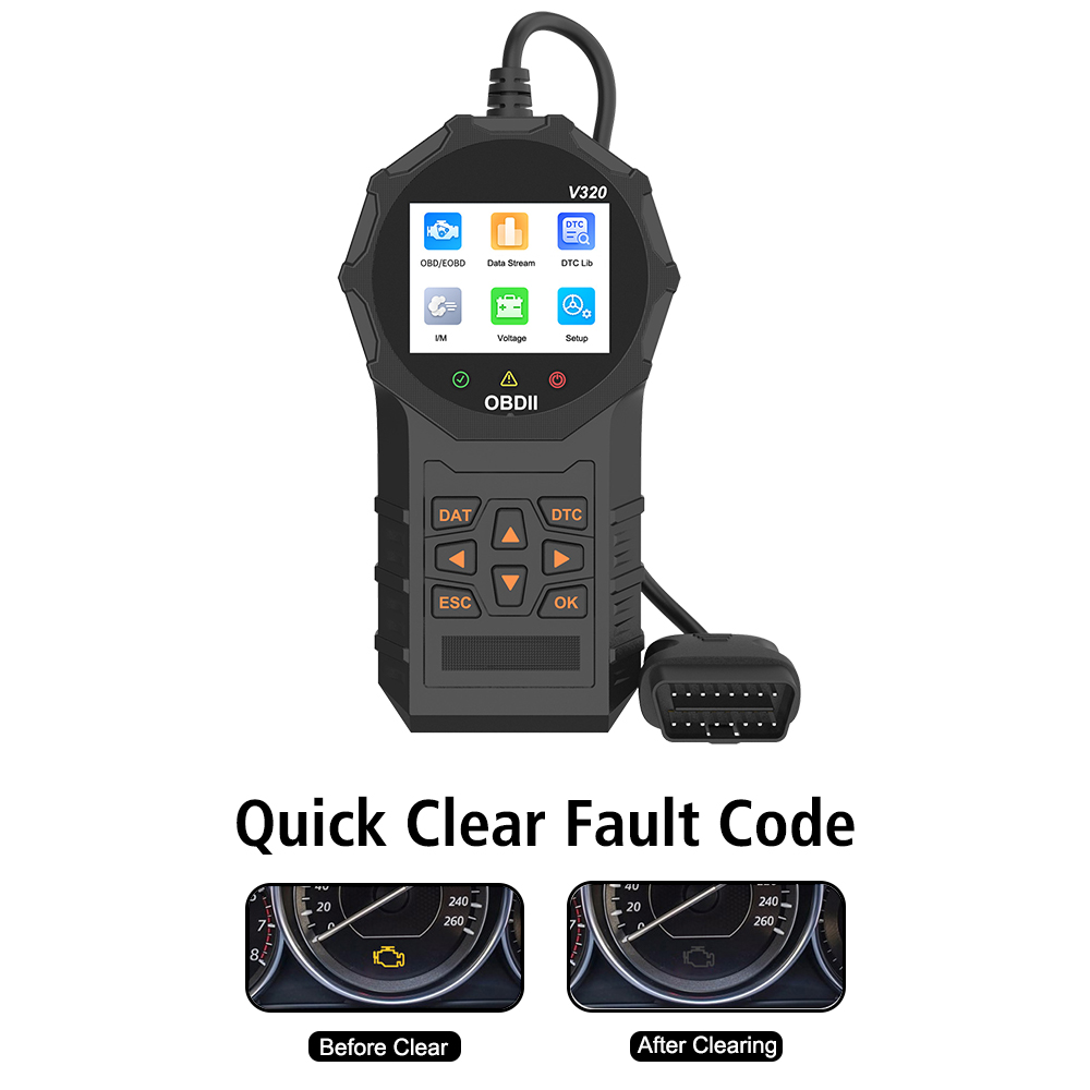 Comprehensive Car Inspection diagram showing Data Stream, Vehicle Info, O2 Sensor, EVAP, Voltage readings around a car silhouette.