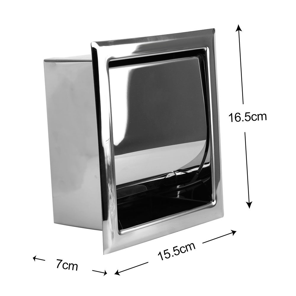 Description Picture 2 of itemPolished Chrome Stainless Steel Roll Paper Box Wall Mounted Toilet Paper Holder Concealable
