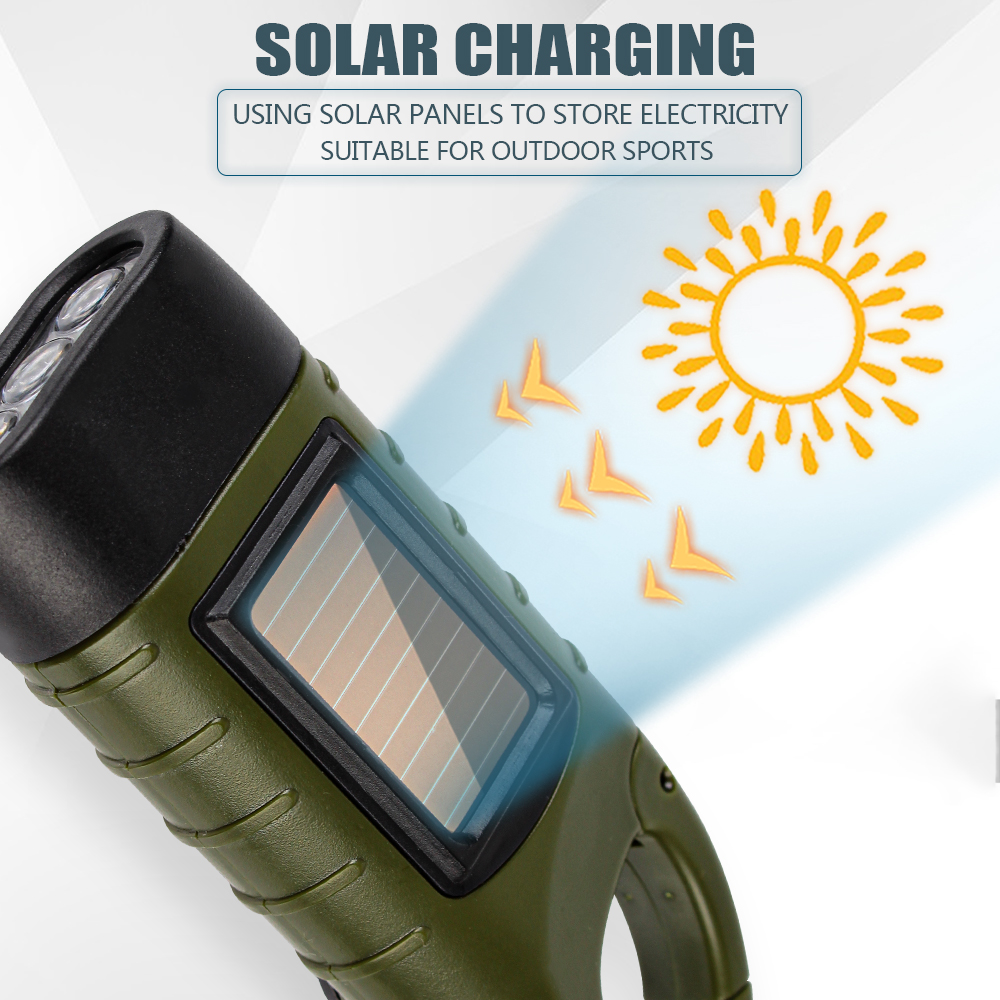 Description Picture 6 of itemTent Light Hand Crank Dynamo LED Flashlight Solar Power Portable for Outdoor Camping Mountaineering Torch Lantern