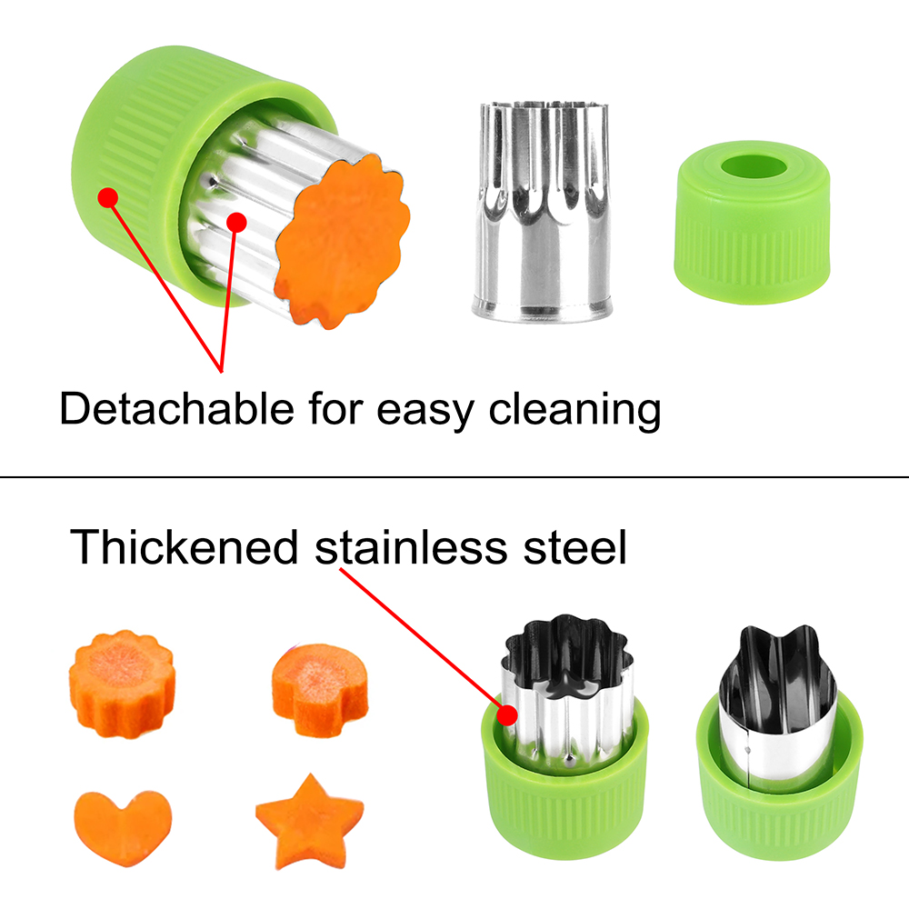 Description Picture 5 of itemVegetables Cutter Mold 9 Pcs Fruit Pastry Stamps Biscuit Mold Mini Size Cutters Kids Food Cutters Stainless Steel Flower Shapes