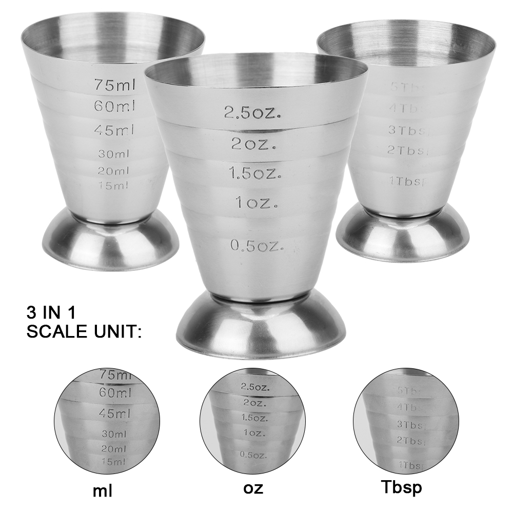 Description Picture 4 of itemBar Cocktail Shaker Jigger Stainless Steel Measure Cup Cocktail Tools Gadgets 75ML