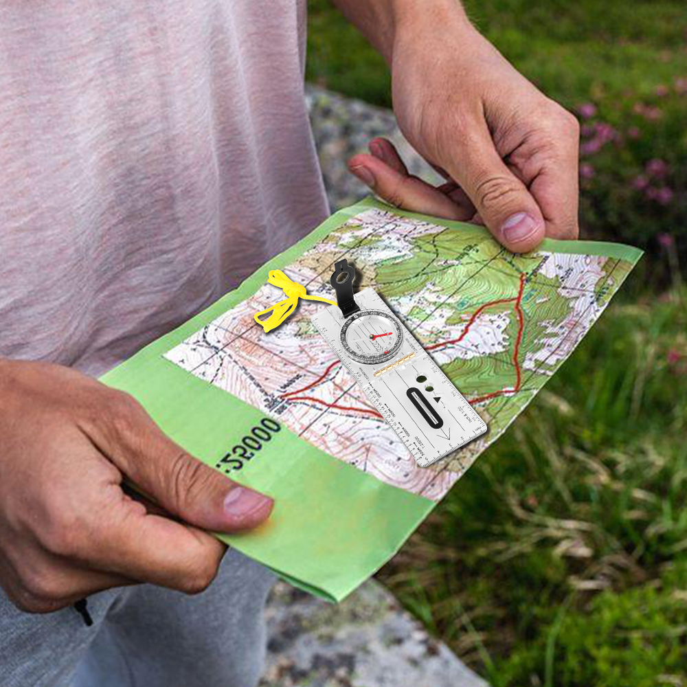 Description Picture 2 of itemMultifunctional for Outdoor Hiking Camping Folding waterproof Survival Guiding Tool Compass Map Scale Ruler Drawing