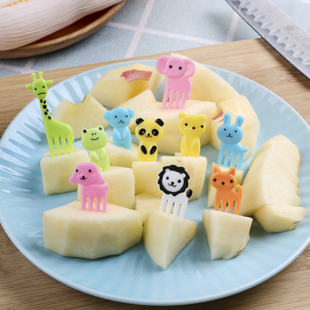 Description Picture 6 of itemParty Decor for Children Mini Cartoon Snack Cake Dessert Food Fork 10pcs/pack Animal Farm Fruit Fork Bento Lunches Toothpick