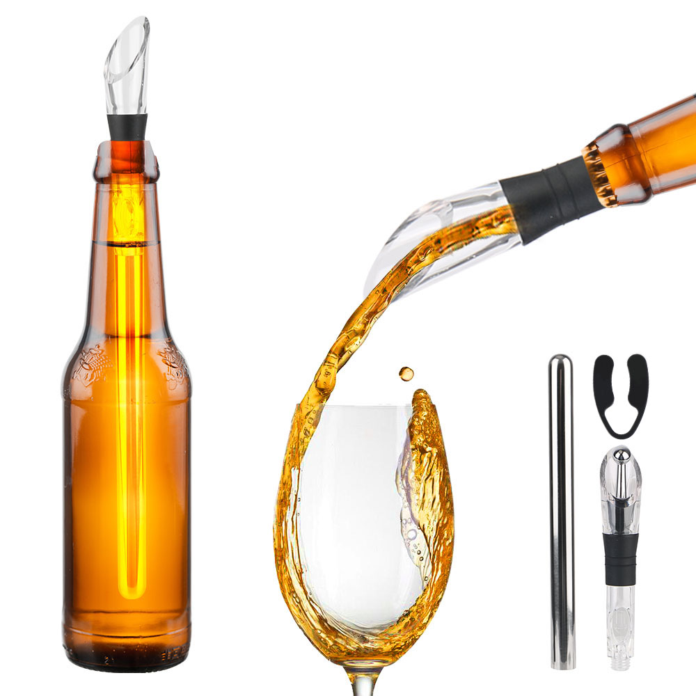 Description Picture 5 of itemStainless Steel Frozen Stick Beer Chiller Stick Ice Wine Cooler 4 in 1 Wine Cooling With Wine Pourer+Stopper+Cutter