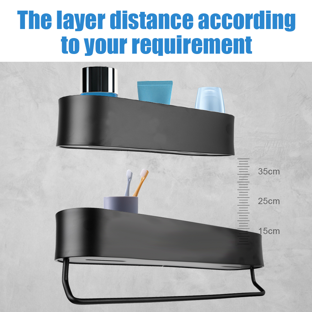 Description Picture 6 of itemWall Mounted Shelves Shower Storage Basket Bathroom Shelf Rack Kitchen Organizer Bath Towel Holder Black