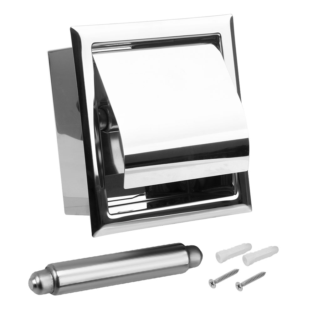 Description Picture 3 of itemPolished Chrome Stainless Steel Roll Paper Box Wall Mounted Toilet Paper Holder Concealable