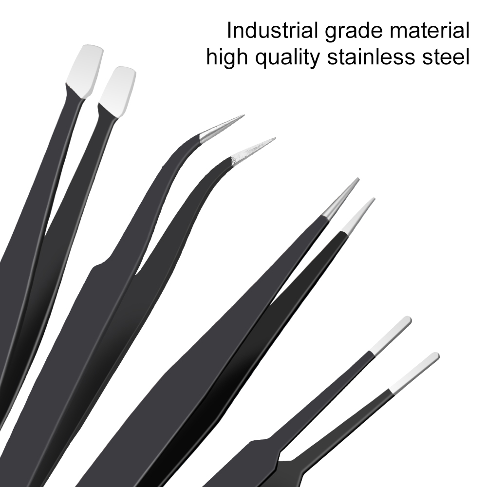 Description Picture 4 of itemPrecision Anti-Static Curved Straight Tweezers 10Pcs/Set Stainless Steel Industrial Repair Tools ESD Tweezers