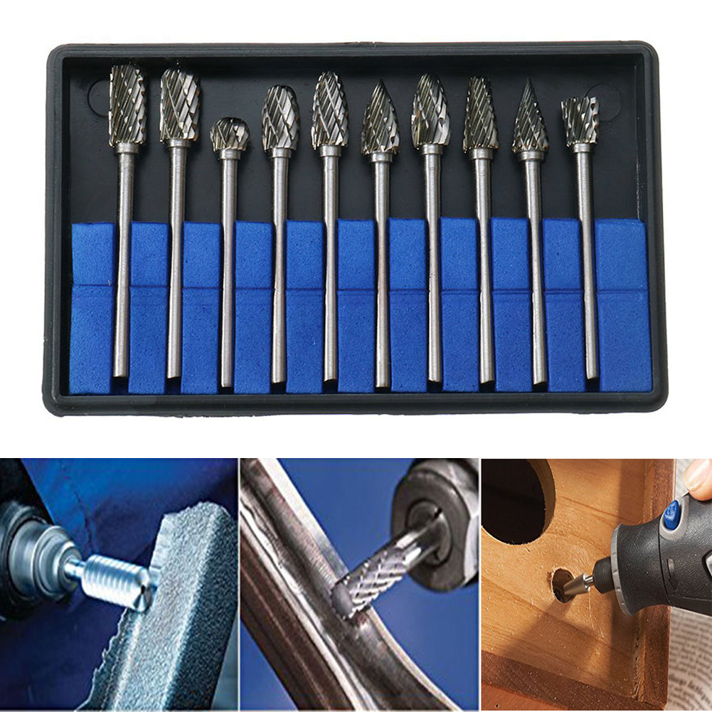 Pcs Tungsten Carbide Metal Rotary Drill Bits Cutter Files Set Mm