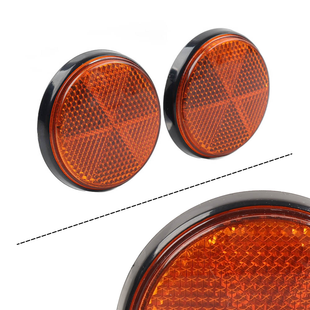 Unique Bargains 2Pcs 2.2 Inch Dia Motorcycle Scooter Round Reflective Reflectors Orange Black