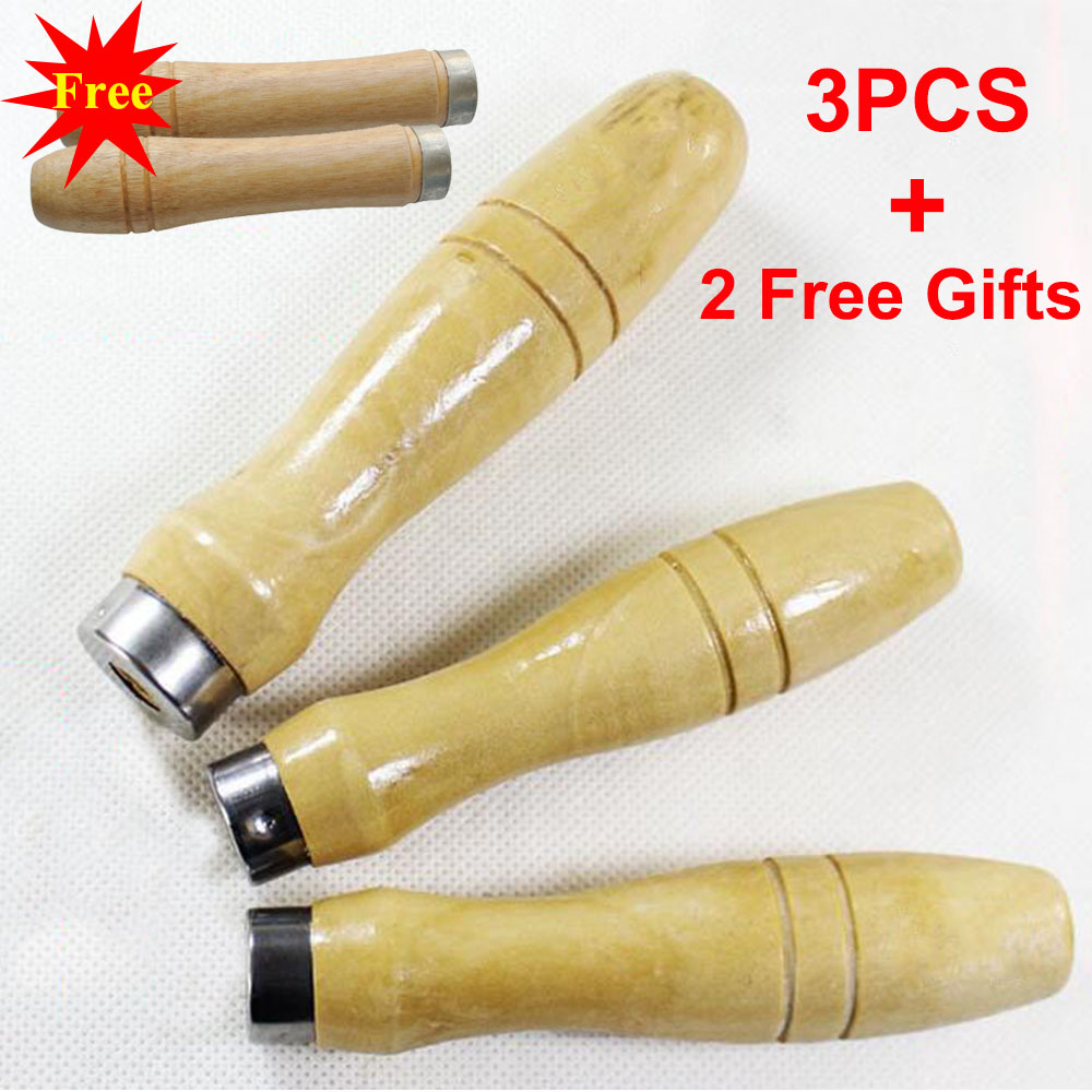 3PCS DIY Wooden File Handle Fit File Hardwood Tool + 2pcs Small Handle