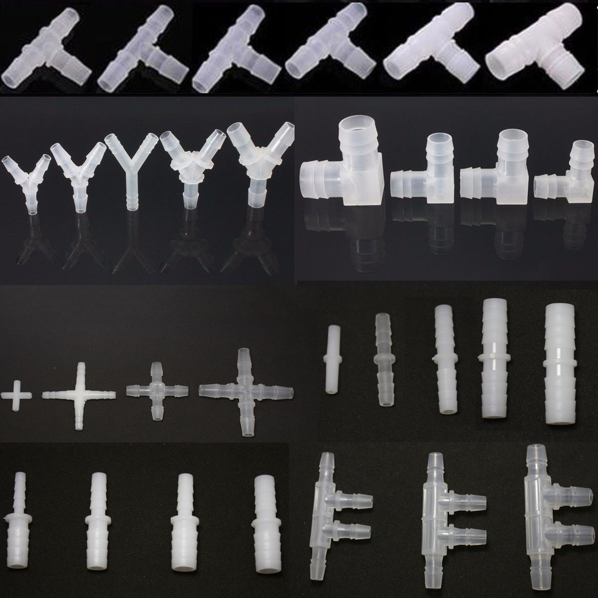 2pcs White Plastic Hose Pipe Tube Connector Joiner Silicone Rubber PVC