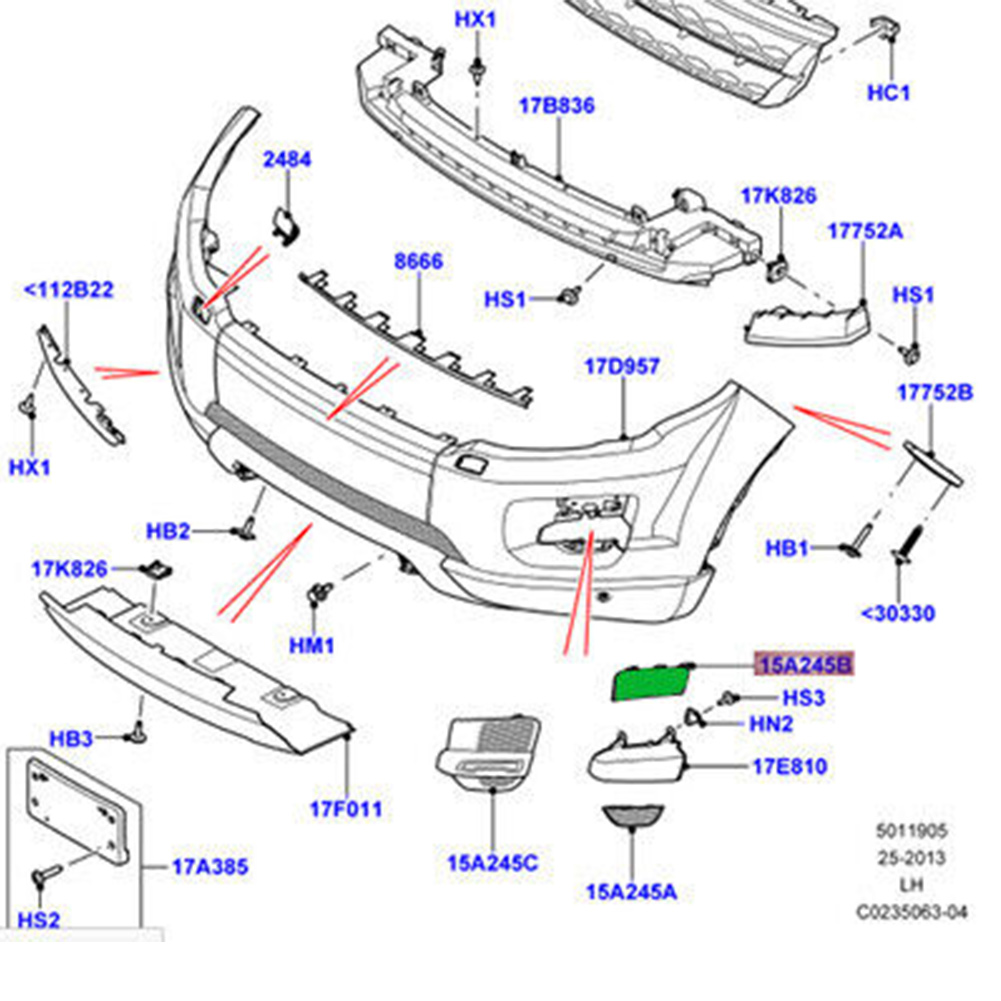 R Front Upper Fog Lamp Bezel For Land Rover Range Rover Evoque