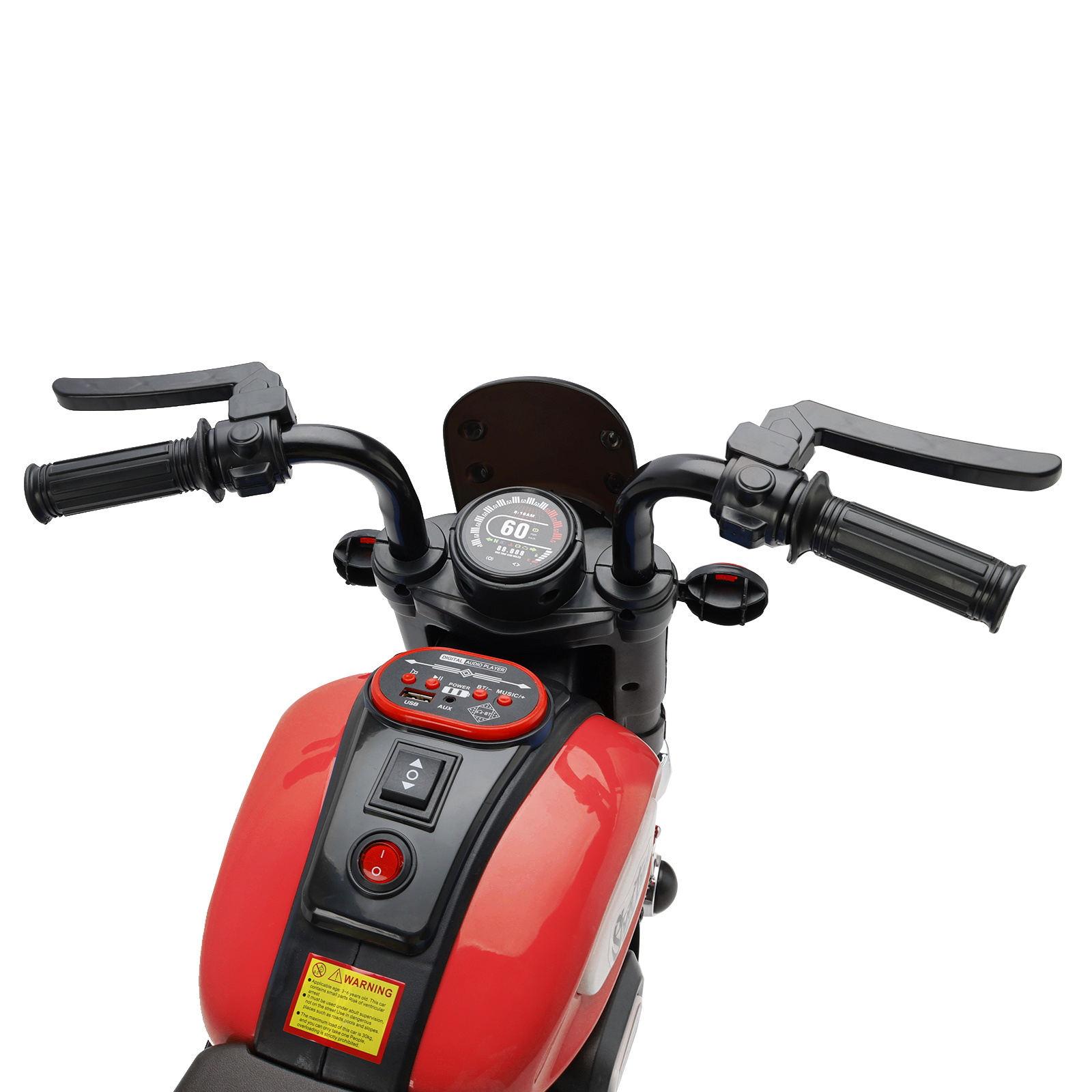 3 Wheel Kids Ride On Motorcycle Red - Front View