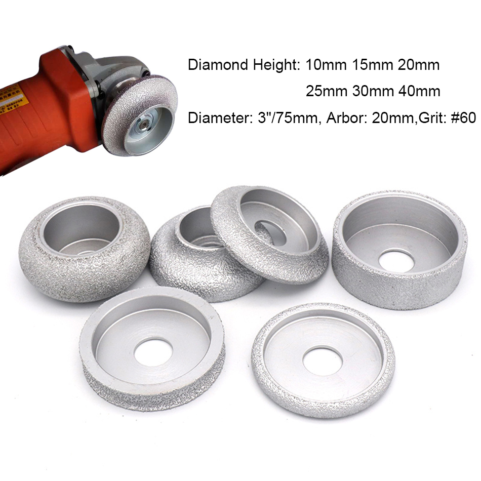 3" 75mm Brazed Diamond Grinding Wheel Abrasive Vacuum Disc Convex