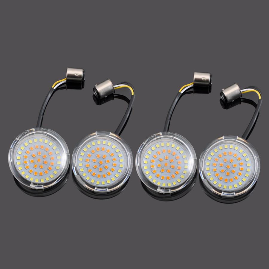 Bullet 1157 White/Amber 2" LED Turn Signal Inserts+Clear Lens Cover For