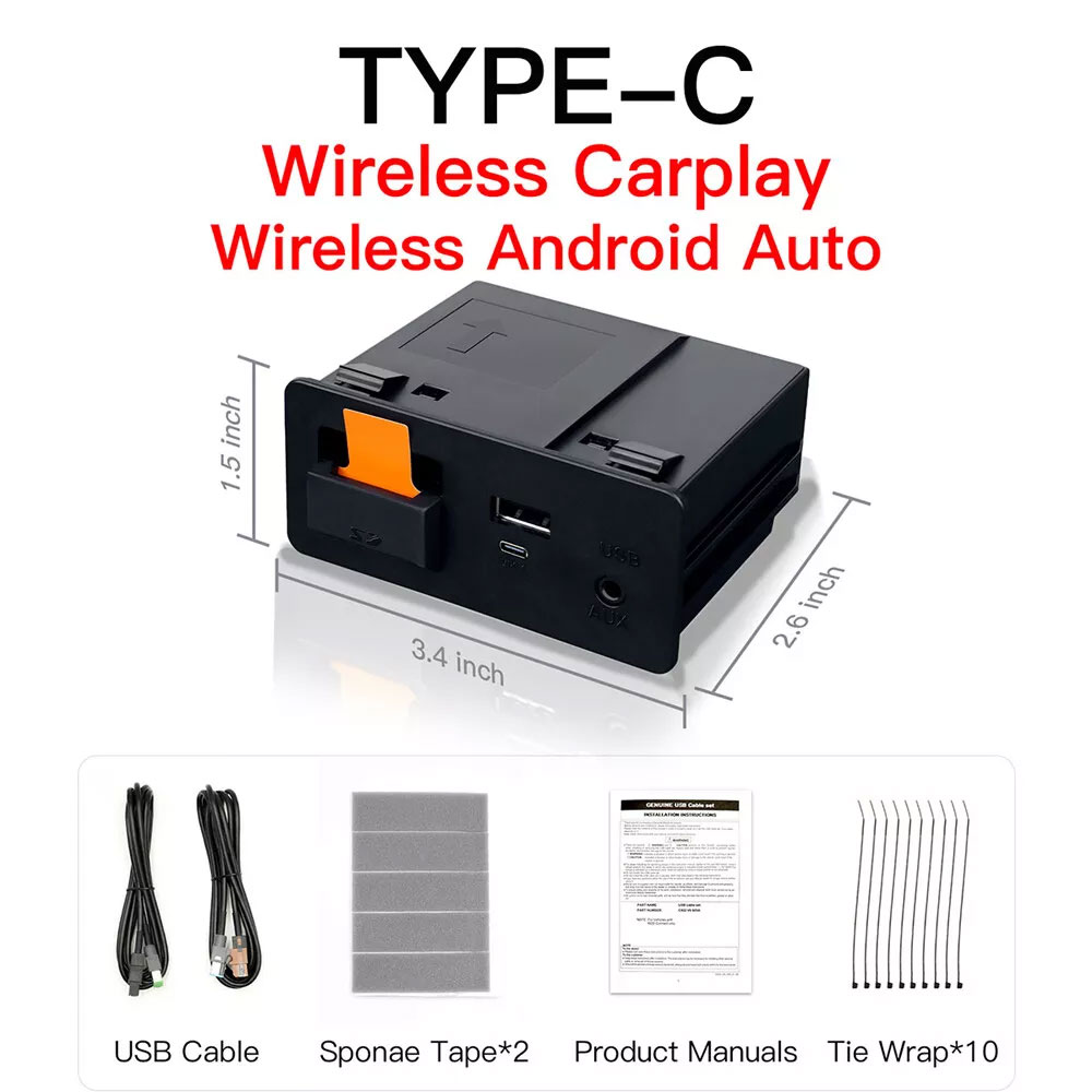 For Mazda 3 6 CX3 CX5 Wireless Type C+USB Carplay Android Auto