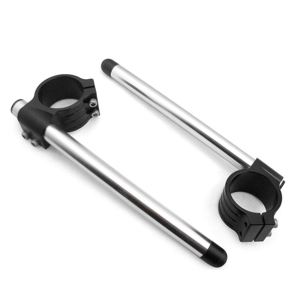 Motorcycle CNC Aluminum Clip On Handlebar - Universal Fit For Cafe Racer, Black, 22mm (7/8")