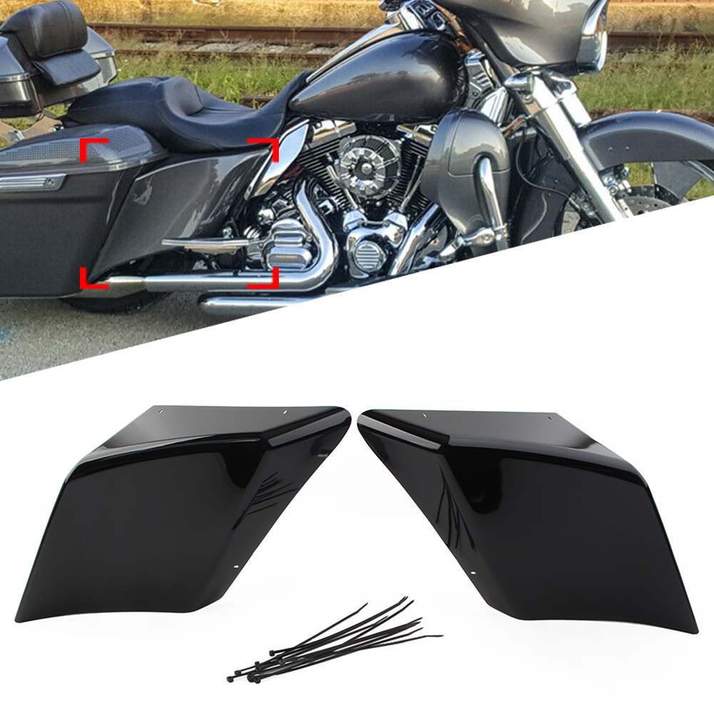 m Vivid Black Stretched Extended Side Cover For Harley Road