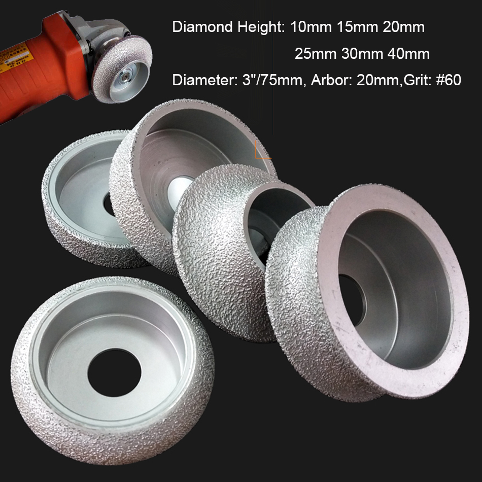 3" 75mm Brazed Diamond Grinding Wheel Abrasive Vacuum Disc Convex