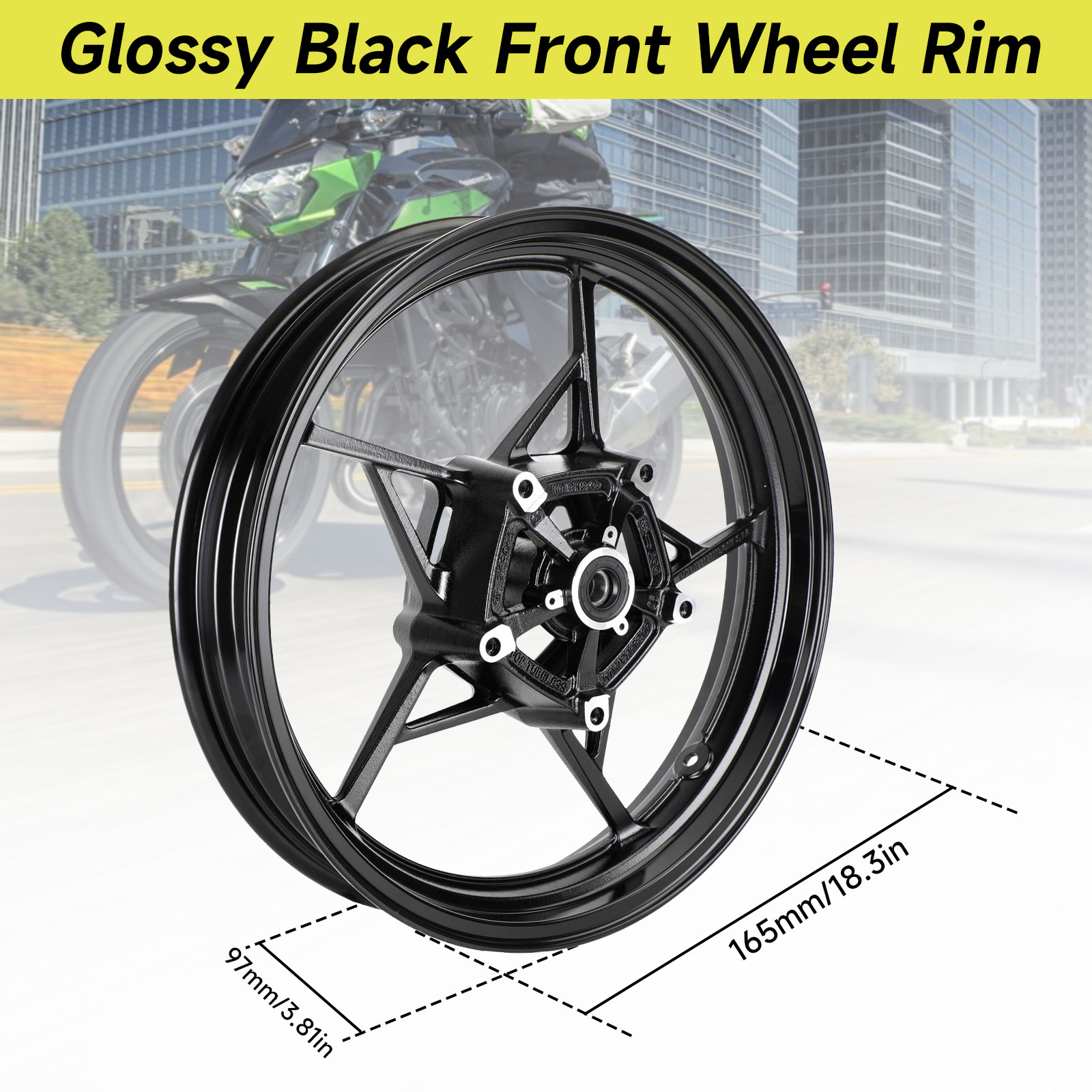 NEW Glossy Black Front Wheel Rim For Kawasaki Z400 EX400 Ninja 400