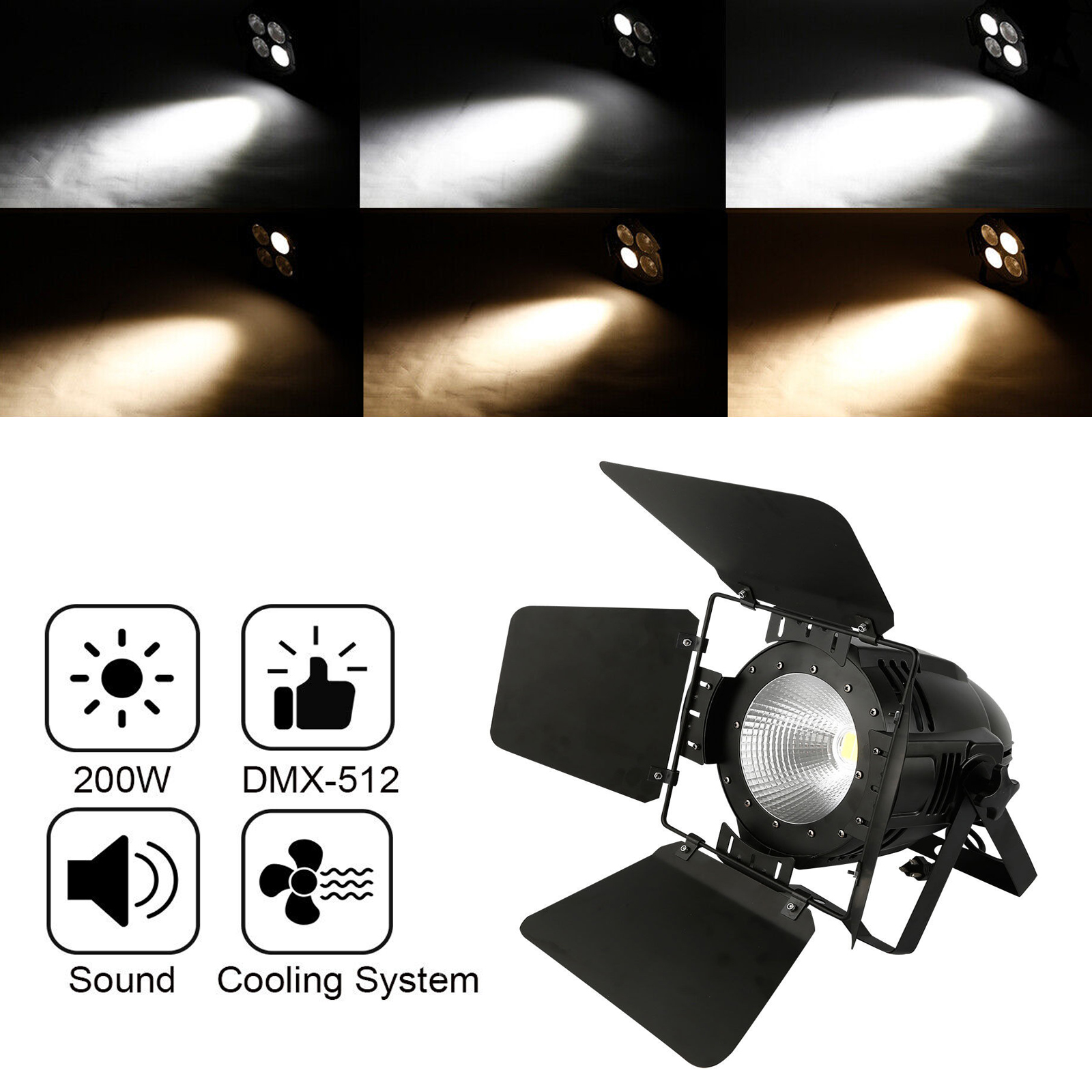 200W COB LED Par Light DMX Stage DJ Light Audience Blinder