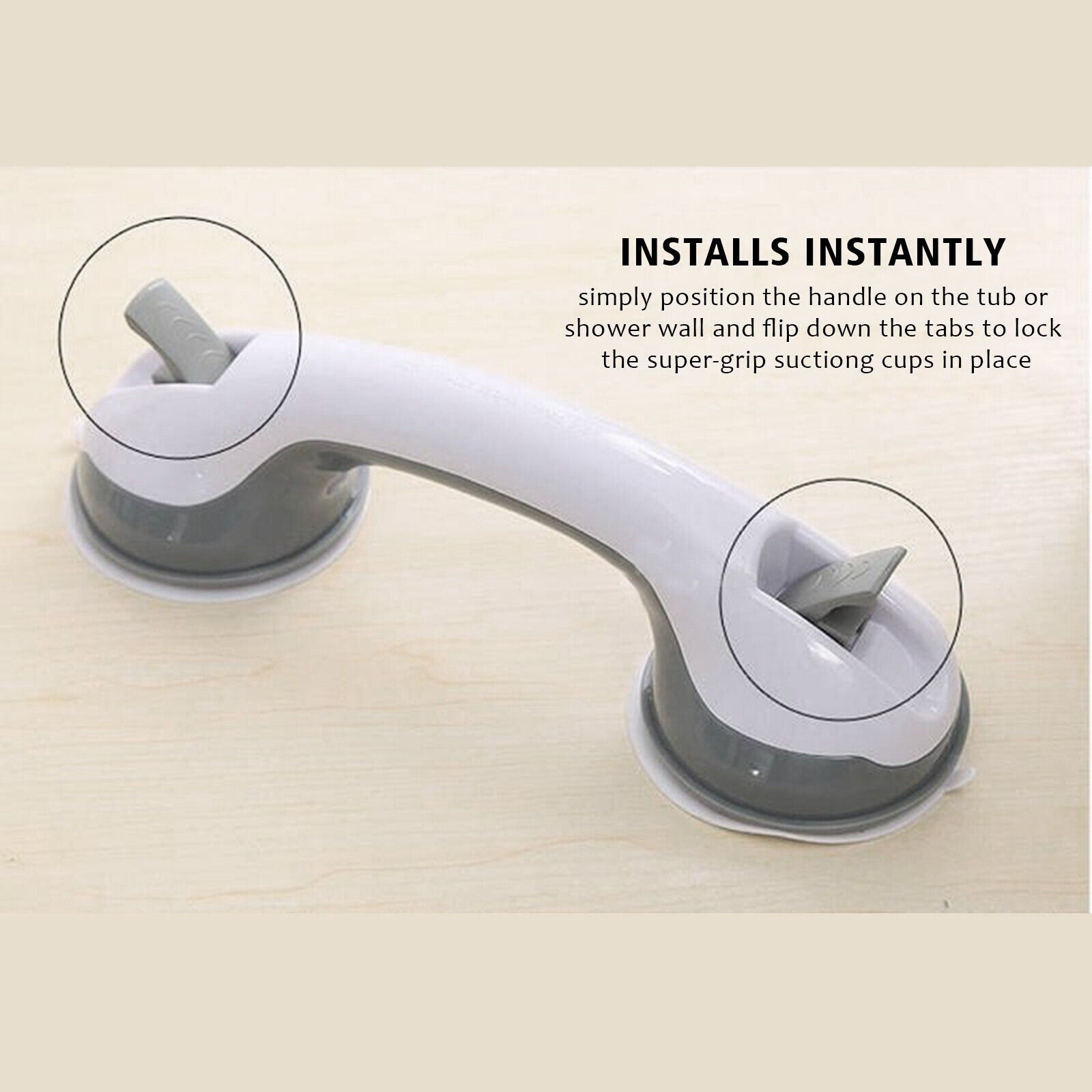 2Pcs Bathroom Suction Cup Handrail Grip Shower Tub Grab Bar Anti Slip Handle Rail Aid For Kid Elderly Safety Bath Shower Toilet