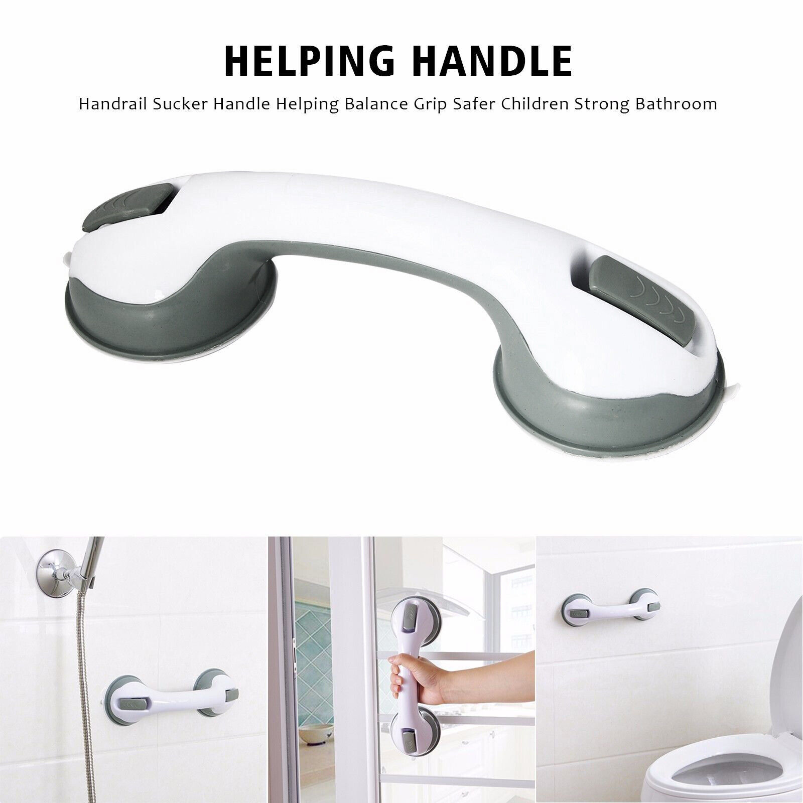 2Pcs Bathroom Suction Cup Handrail Grip Shower Tub Grab Bar Anti Slip Handle Rail Aid For Kid Elderly Safety Bath Shower Toilet