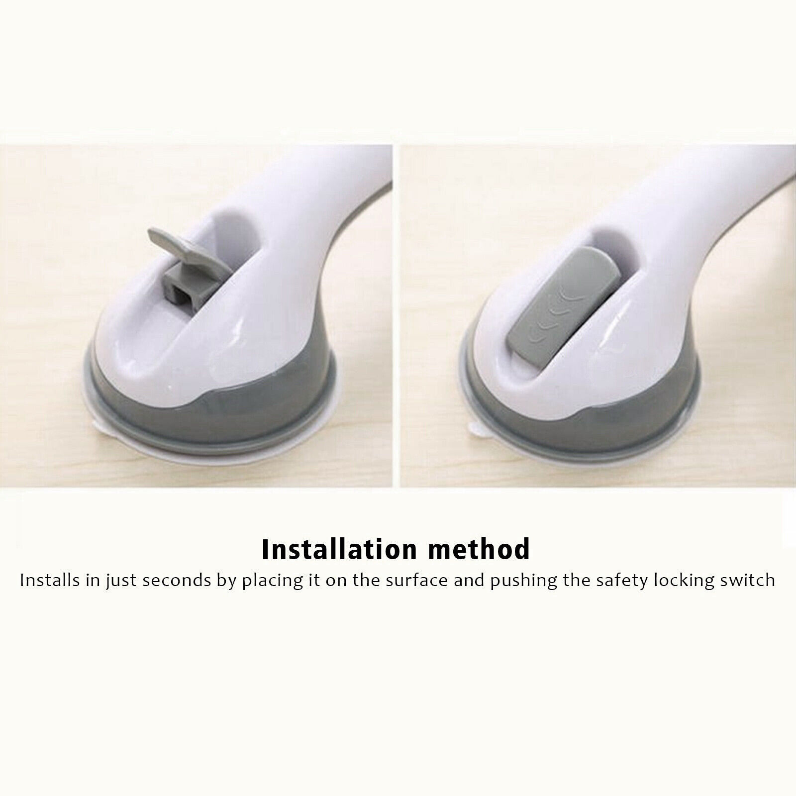 2Pcs Bathroom Suction Cup Handrail Grip Shower Tub Grab Bar Anti Slip Handle Rail Aid For Kid Elderly Safety Bath Shower Toilet