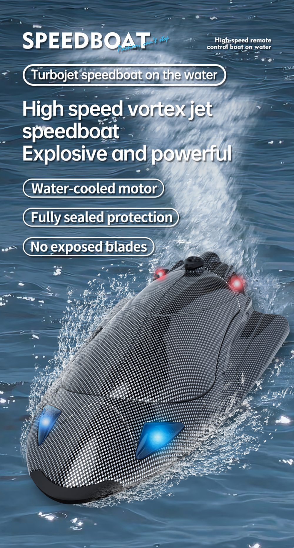 FAYEE FY011 2.4G High Speed Turbojet Speedboat 40KM/h 120-150M RC Distance 7.4V 2000mAh 390 Brushed RC Boat For Kids Adult Gifts