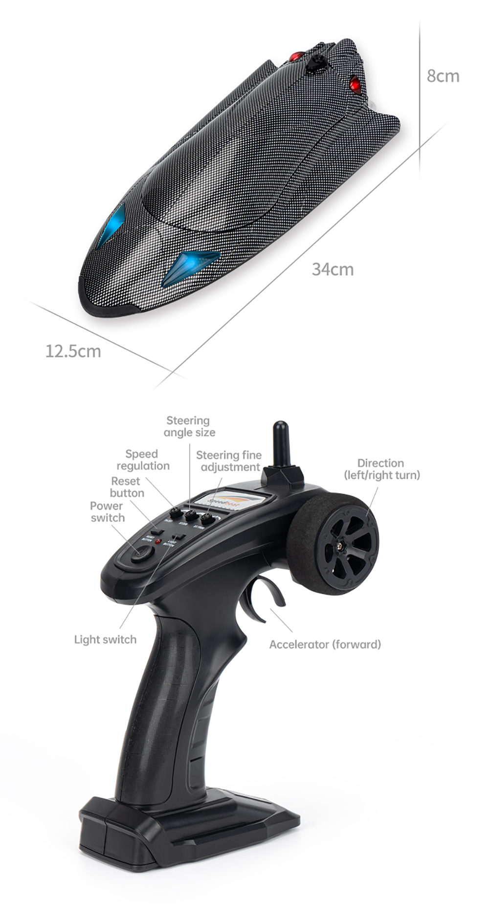 FAYEE FY011 2.4G High Speed Turbojet Speedboat 40KM/h 120-150M RC Distance 7.4V 2000mAh 390 Brushed RC Boat For Kids Adult Gifts