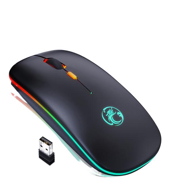 Ratón inalámbrico Bluetooth, ratón inalámbrico para computadora, ratón RGB recargable, ergonómico, retroiluminado por LED, ratón silencioso para computadora portátil_voghion.com